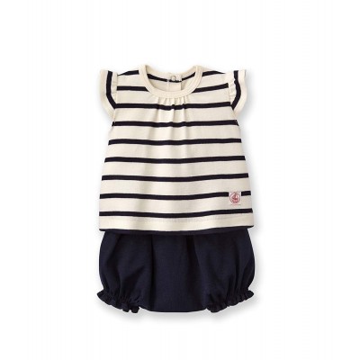 Petit Bateau Baby Girls' Top and Solid Bloomer Set (Baby)