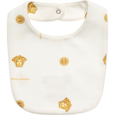 YOUNG VERSACE Ivory and Gold Medusa Unisex Bib
