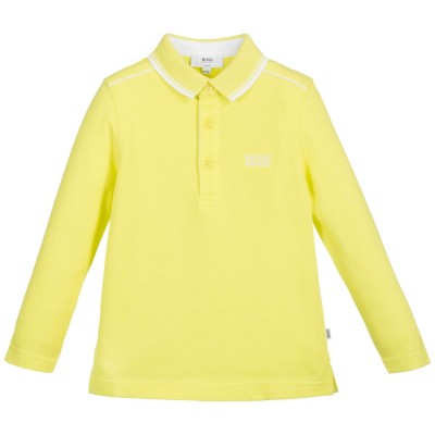 BOSS Boys Lemon-Green Cotton Pique Polo Shirt