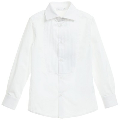 DOLCE & GABBANA Boys White Cotton Dress Shirt