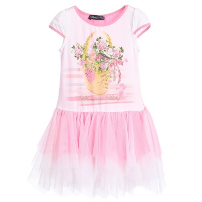 MISS BLUMARINE Pink Jersey Dress with Tulle Skirt