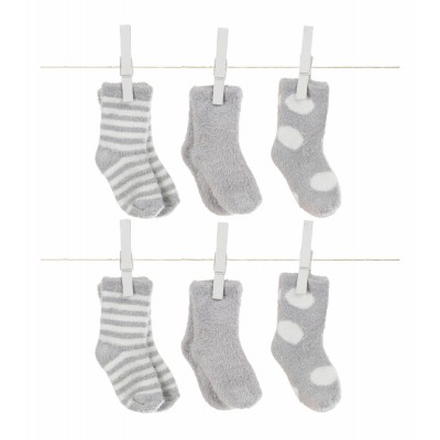 Little Giraffe Box of Socks - Dot, Solid, Stripe - Silver - 0 to 12 Months