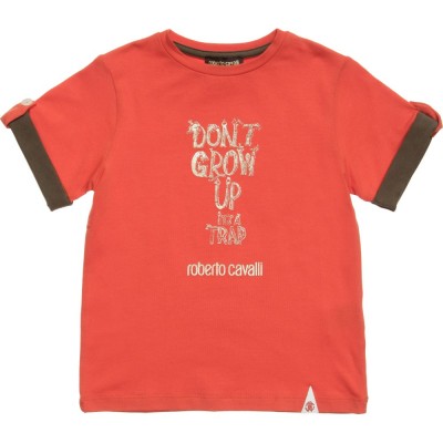 ROBERTO CAVALLI Boys Orange 'Don't Grow Up' T-Shirt