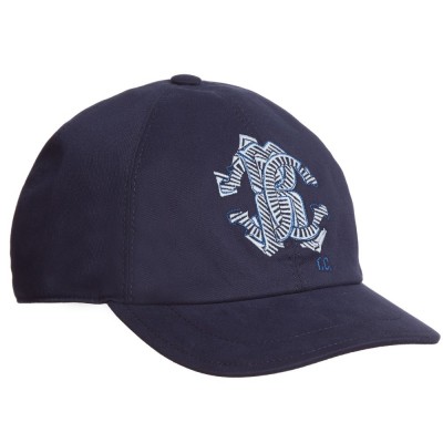 ROBERTO CAVALLI Boys Navy Blue Logo Baseball Cap