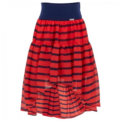 JUNIOR GAULTIER Red & Navy Stripe Voile Skirt