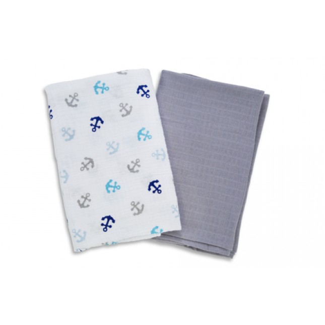 Summer Infant  SwaddleMe® Muslin Blankets 2-PK - Anchors 