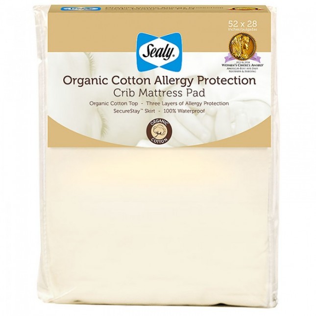 Sealy Organic Cotton Allergy Protection Crib Mattress Pad