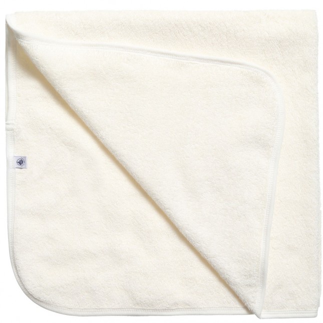 PETIT BATEAU Boys Ivory Car Print Cotton Hooded Towel (77cm)