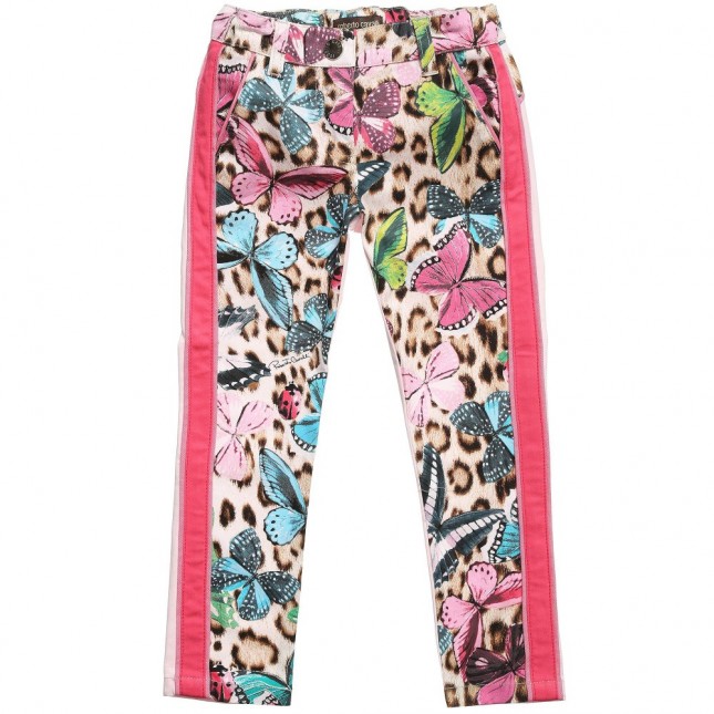 ROBERTO CAVALLI Girls Pink Butterfly & Leopard Print Trousers