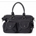 OiOi Black Wash with Patent Trim Carry All Diaper Bag