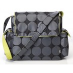OiOi Grey Dot with Lime Interior Messenger Diaper Bag 