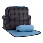OiOi Grey Dot with Blue Interior Messenger Diaper Bag 