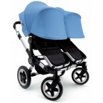  Bugaboo Donkey Twin Stroller, Extendable Canopy in Black/Ice Blue 