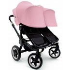  Bugaboo Donkey Twin Stroller, Extendable Canopy in All Black/Soft Pink 