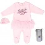 RB Royal Baby Organic Cotton Gloved Sleeve Footed Overall Footie with Hat in Gift Box (Princess Cecilia)