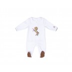 RB Royal Baby Organic Cotton Gloved Sleeve Footed Overall, Footie (Born to be Wild) White