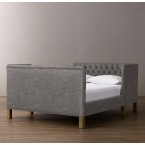 Devyn Tufted tête-à-tête Upholstered Bed - Perennials Textured Linen Weave - Fog