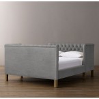 Devyn Tufted tête-à-tête Upholstered Bed - Perennials Classic Linen Weave - Fog