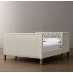 Devyn Tufted tête-à-tête Upholstered Bed - Perennials Textured Linen Weave - Sand