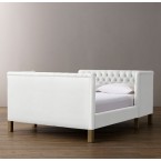 Devyn Tufted tête-à-tête Upholstered Bed - Perennials Textured Linen Weave - White