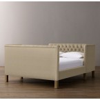 Devyn Tufted tête-à-tête Upholstered Bed - Army Duck  - Flax