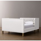 Devyn Tufted tête-à-tête Upholstered Bed - Army Duck  - White
