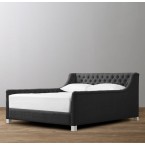 Devyn Tufted Upholstered bed  - Belgian Linen  -  Black
