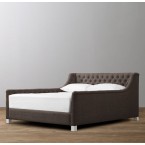 Devyn Tufted Upholstered bed  - Belgian Linen  -  Charcoal