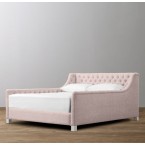 Devyn Tufted Upholstered bed  - Belgian Linen  -  Dusty Petal