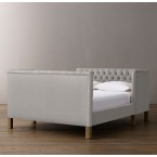 Devyn Tufted tête-à-tête Upholstered Bed -  Brushed Belgian Linen Cotton - Mist