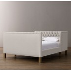 Devyn Tufted tête-à-tête Upholstered Bed - Brushed Belgian Linen Cotton - Sand