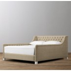 Devyn Tufted Upholstered bed  -  Army Duck  -  Flax