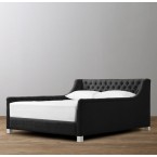 Devyn Tufted Upholstered bed  -  Perennials Textured Linen Solid - Black