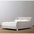 Devyn Tufted Upholstered bed  - Brushed Belgian Linen Cotton   -  Sand