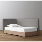Parker Upholstered Corner Bed With Platform-Brushed Belgian Linen Cotton
