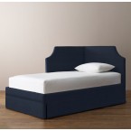 RH-Rylan Upholstered Corner Bed-Washed Belgian Linen