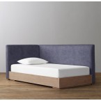 RH-Parker Upholstered Corner Bed With Platform- Perennials Linen Weave Stripe