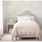 Reese Tufted Camelback Bed - Belgian Linen - Petal