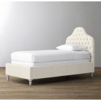 Reese Tufted Camelback Bed - Belgian Linen - Natural