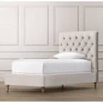 RH-Chesterfield Upholstered Bed-Brushed Belgian Linen Cotton