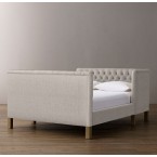 Devyn Tufted tête-à-tête Upholstered Bed - Belgian Linen - Dove