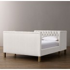 Devyn Tufted tête-à-tête Upholstered Bed - Belgian Linen - White