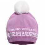 YOUNG VERSACE Baby Girls Knitted Hat with Fur Pom Pom