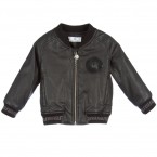 YOUNG VERSACE Baby Boys Black Synthetic Leather Jacket