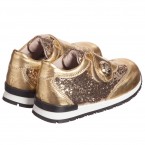 YOUNG VERSACE Girls Gold Metallic Leather Shoes