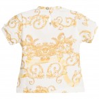YOUNG VERSACE Baby Girls Ivory & Gold Dragon Print T-Shirt