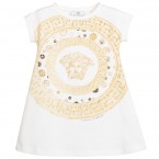 YOUNG VERSACE White Medusa Printed Jersey Dress
