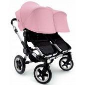  Bugaboo Donkey Twin Stroller, Extendable Canopy in Black/Soft Pink