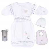 RB Royal Baby Snap and Dream Swaddle Transition with hat and bib in Gift Box. Hip-Healthy Design