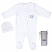 RB Royal Baby Organic Cotton Sleeve Footed Overall Footie with Hat in Gift Box (LittleMe)